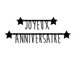 Guirlande Lettres Noires Et Or Joyeux Anniversaire 1.60M