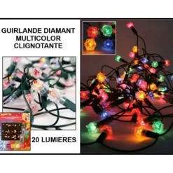 Guirlande Lumineuse 20 Lampes Diamant Multicolores