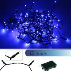 Guirlande Lumineuse À Pile Ext Rieur 100 Led Bleu