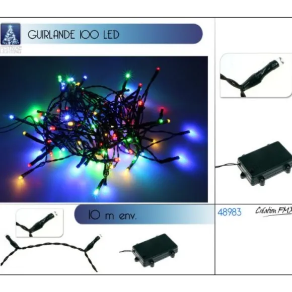 Guirlande Lumineuse À Pile Pas Cher 100 Led Multicolore