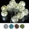 Guirlande Lumineuse À Pile Boule De Rotin 10 Led