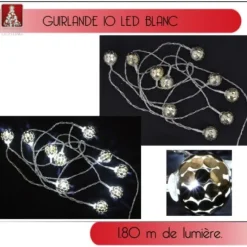 Guirlande Lumineuse A Pile 10 Led Boule Chrom E