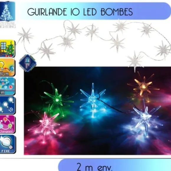 Guirlande Lumineuse De Noel 10 Led Bombes Couleurs Changeante