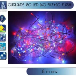 Guirlande Lumineuse De Noel 180 Led Multicolore Flash