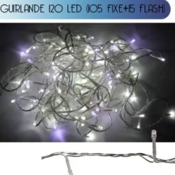 Guirlande Lumineuse Noel 120 Leds Blanches Fixe Et Flash