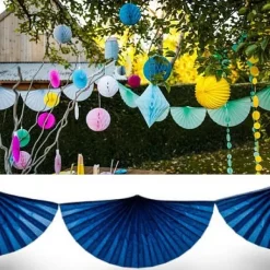 Guirlande Mariage Eventail Bleu Marine 3 M Tres
