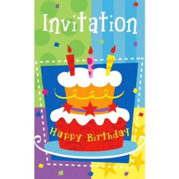 Invitations Happy Birthday G Teau X6Pcs