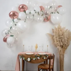 Kit Arche De 70 Ballons Blanc Et Rose Gold