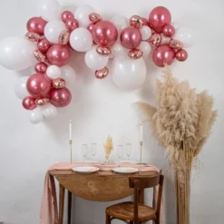 Kit Arche De 70 Ballons Gipsy Rose Gold Et Blanc