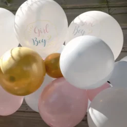 Kit Arche De 50 Ballons Naissance Girl Or Boy & Rubans