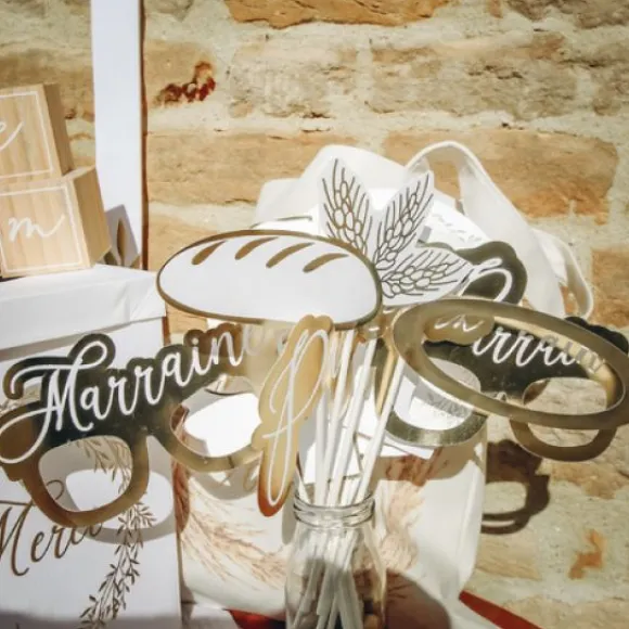 Kit Photobooth Pas Cher Communion Or X 12 Pi Ces