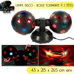 Lampe Disco 2 Boules Tournante Sur 2 Pieds