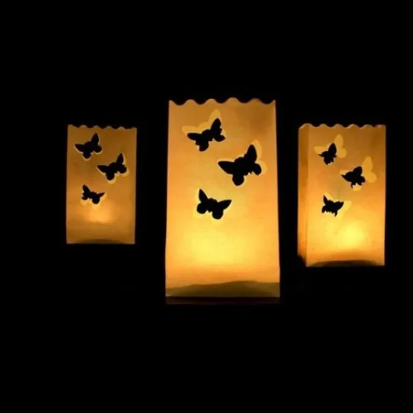 Lanterne Photophore Mariage Avec Petit Papillon X 10 Pi Ces