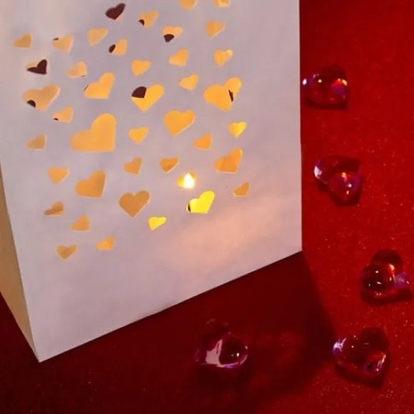 Lanterne Photophore Mariage Avec Petits Coeurs X 10 Pi Ces