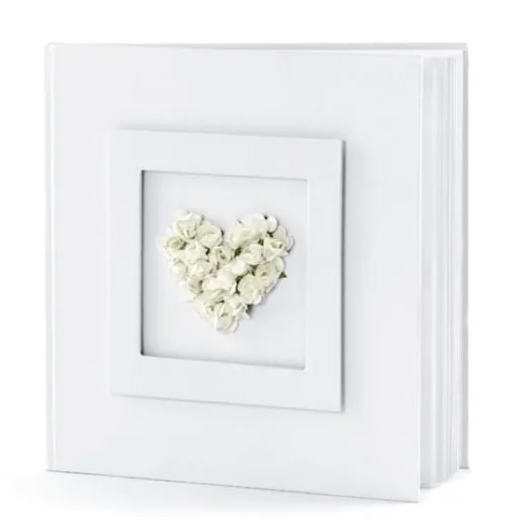 Livre D'Or Blanc Nacr Avec Coeur De Rose