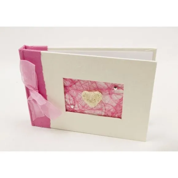 Livre D'Or Coeur Raphia Fuchsia