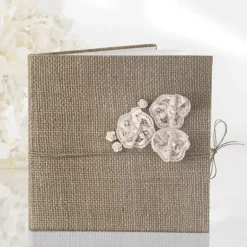 Livre D'Or En Toile De Jute Avec Rose