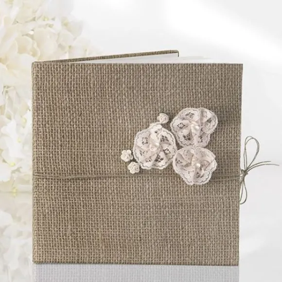 Livre D'Or En Toile De Jute Avec Rose