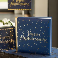 Livre D'Or Joyeux Anniversaire Bleu Marine