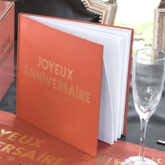 Livre D'Or Joyeux Anniversaire Terracotta 24 Cm X 24 Cm - 20 Pages