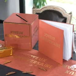 Livre D'Or Joyeux Anniversaire Terracotta 24 Cm X 24 Cm - 20 Pages