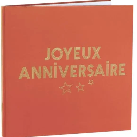 Livre D'Or Joyeux Anniversaire Terracotta 24 Cm X 24 Cm - 20 Pages