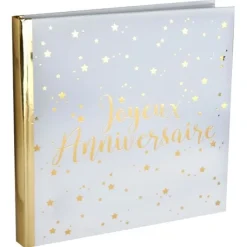 Livre D'Or Joyeux Anniversaire Blanc Et Or