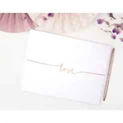 Livre D'Or Mariage Blanc Love Rose Gold