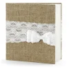 Livre D'Or Mariage Jute Avec Noeud Blanc