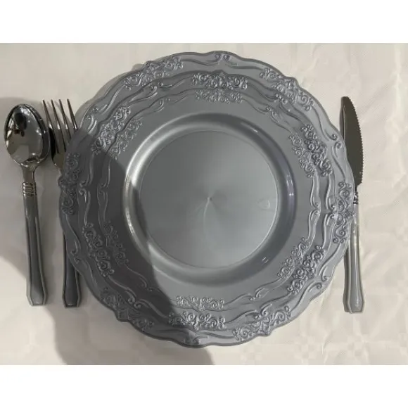 Lot De 30 Assiettes Plastique R Utilisables Manhattan Grises