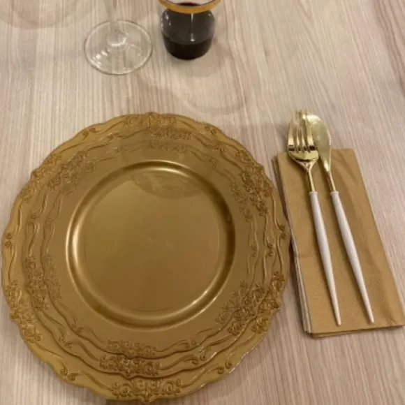 Lot De 30 Assiettes Plastique R Utilisables Manhattan Or