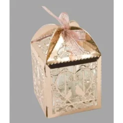 Lot De 10 Boites A Dragees Rose Gold Coeurs Et Colombes