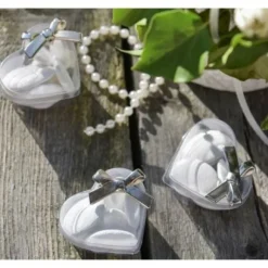 Lot De 4 Boites Dragees Coeur Plexi Transparent Pas Cher