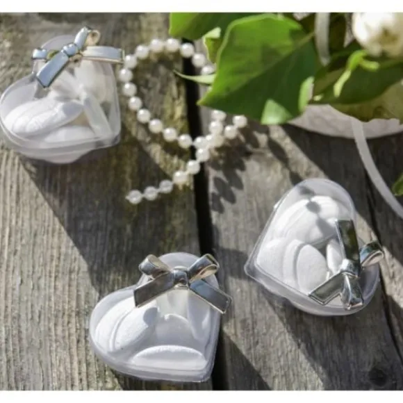 Lot De 4 Boites Dragees Coeur Plexi Transparent Pas Cher