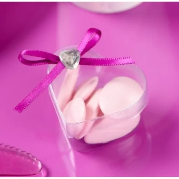 Lot De 4 Boites Dragees Coeur Plexi Transparent Pas Cher