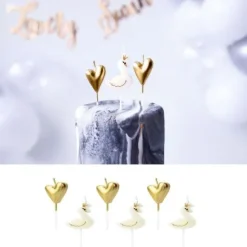 Lot De 6 Bougies Originales Coeur Or Et Cygne