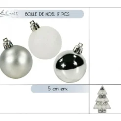 Lot De 17 Boules Argent/Blanc