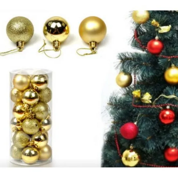 Lot De 20 Boules De Noel Or 3Cm