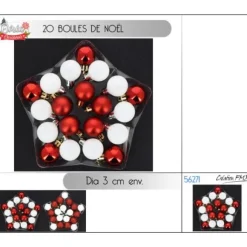 Lot De 20 Boules De Noel Rouge 3Cm