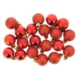 Lot De 20 Boules De Noel Rouge 3Cm
