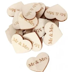 Lot De 50 Coeurs En Bois Mr Mrs
