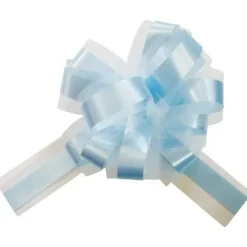 Lot De 5 Grands Noeuds En Tulle Bleu Ciel 50Mm