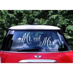Lot De 3 Stickers Mariage Voiture Mr Mrs