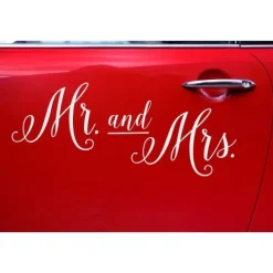 Lot De 3 Stickers Mariage Voiture Mr Mrs