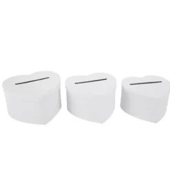 Lot De 3 Urnes Carton Coeurs Blanches Emboitables