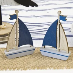 Lot De 2 Voiliers Déco En Bois