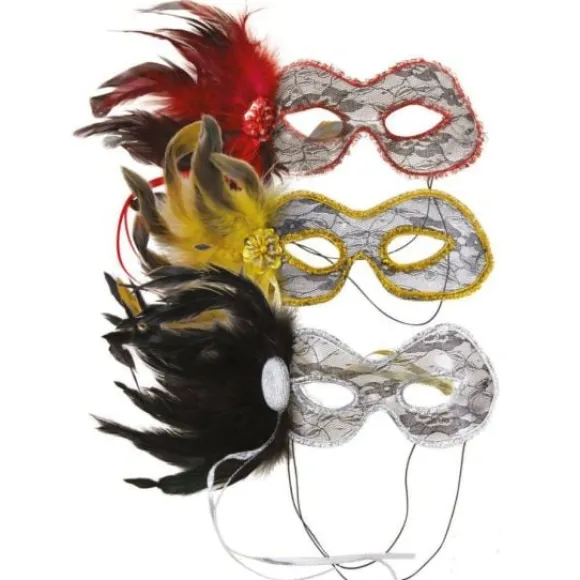 Loup Dentelle Et Plumes Couleur Al Atoire