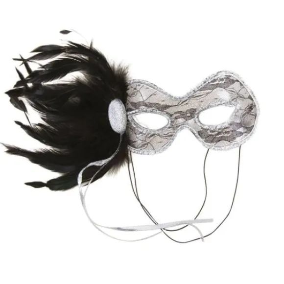 Loup Dentelle Et Plumes Couleur Al Atoire