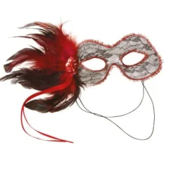 Loup Dentelle Et Plumes Couleur Al Atoire