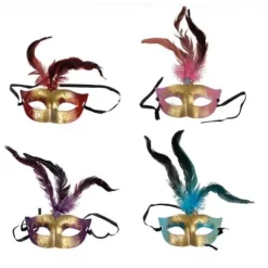 Loup Paillet Avec Plumes Couleur Al Atoire